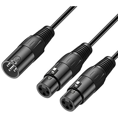 J&D Cabo XLR macho a dupla fêmea, adaptador de cabo com cobertura de PVC, microfone equilibrado divisor em Y para misturador de gravação AMP Limiter Speaker, 0,48 m J&D Cabo XLR macho a dupla fêmea, adaptador de cabo com cobertura de PVC, microfone equilibrado divisor em Y para misturador de gravação AMP Limiter Speaker, 0,48 m