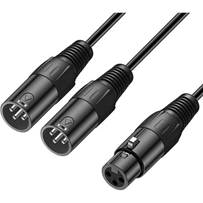 J&D Cabo XLR feminino para duplo XLR macho, 2 XLR macho a XLR fêmea adaptador de cabo com cobertura de PVC microfone equilibrado divisor em Y para misturador de gravação AMP Limiter Speaker, 0,48 m J&D Cabo XLR feminino para duplo XLR macho, 2 XLR macho a XLR fêmea adaptador de cabo com cobertura de PVC microfone equilibrado divisor em Y para misturador de gravação AMP Limiter Speaker, 0,48 m
