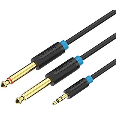 VENTION Cabo de áudio Jack de 3,5 mm de duplo 6,35 mm, cabo auxiliar estéreo Jack 3,5 a duplo 6,35 mono macho cabo digital de interface para mixer, gravador de áudio, guitarra elétrica, amplificador VENTION Cabo de áudio Jack de 3,5 mm de duplo 6,35 mm, cabo auxiliar estéreo Jack 3,5 a duplo 6,35 mono macho cabo digital de interface para mixer, gravador de áudio, guitarra elétrica, amplificador