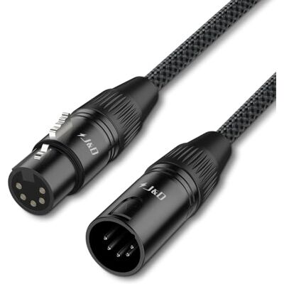 J&D Cabo DMX XLR de 5 pinos, XLR 5 pinos macho a fêmea DMX 512 Turnaround cabo para luzes de palco, azul, 3 m J&D Cabo DMX XLR de 5 pinos, XLR 5 pinos macho a fêmea DMX 512 Turnaround cabo para luzes de palco, azul, 3 m