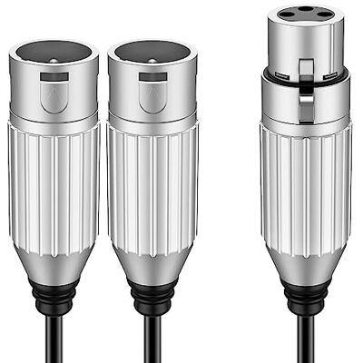 J&D Cabo divisor XLR feminino duplo XLR macho para cabo equilibrado microfone adaptador 2 XLR macho a XLR fêmea 3 pinos para gravador, misturador, AMP, limitador, alto-falante, 0,48 m J&D Cabo divisor XLR feminino duplo XLR macho para cabo equilibrado microfone adaptador 2 XLR macho a XLR fêmea 3 pinos para gravador, misturador, AMP, limitador, alto-falante, 0,48 m