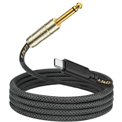 J&D Cabo de áudio USB C de 6,35 mm de 1/4 polegadas TS para guitarra, gravação de áudio, baixo, teclado eletrónico, microfone compatível com iPhone 16/17 Series, Galaxy S24/S25, 2 m J&D Cabo de áudio USB C de 6,35 mm de 1/4 polegadas TS para guitarra, gravação de áudio, baixo, teclado eletrónico, microfone compatível com iPhone 16/17 Series, Galaxy S24/S25, 2 m