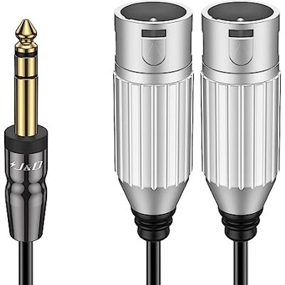 J&D TRS 6,35 mm XLR Desequilibrado para duplo macho adaptador de áudio estéreo Patch PVC descascado 1,8 m J&D TRS 6,35 mm XLR Desequilibrado para duplo macho adaptador de áudio estéreo Patch PVC descascado 1,8 m