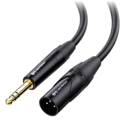 Cable Matters Cabo TRS 6,35 mm para XLR macho masculino, preto Cabo XLR a TRS 6,35 mm macho para conexão de áudio; não é compatível com microfones Cable Matters Cabo TRS 6,35 mm para XLR macho masculino, preto Cabo XLR a TRS 6,35 mm macho para conexão de áudio; não é compatível com microfones