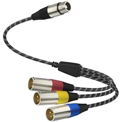 J&D Cabo divisor XLR, 3 pinos XLR 3 macho a 1 fêmea equilibrado banhado a ouro, adaptador de microfone para mesa de mistura, AMP, limitador, alto-falante, 0,48 m J&D Cabo divisor XLR, 3 pinos XLR 3 macho a 1 fêmea equilibrado banhado a ouro, adaptador de microfone para mesa de mistura, AMP, limitador, alto-falante, 0,48 m