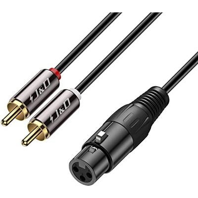 J&D Cabo divisor RCA duplo macho a XLR feminino, desequilibrado 2 RCA a 1 XLR divisor de cabo duplicador adaptador de cabo em Y para altifalante condensador Mic Mixer AMP, 0,9 metros J&D Cabo divisor RCA duplo macho a XLR feminino, desequilibrado 2 RCA a 1 XLR divisor de cabo duplicador adaptador de cabo em Y para altifalante condensador Mic Mixer AMP, 0,9 metros