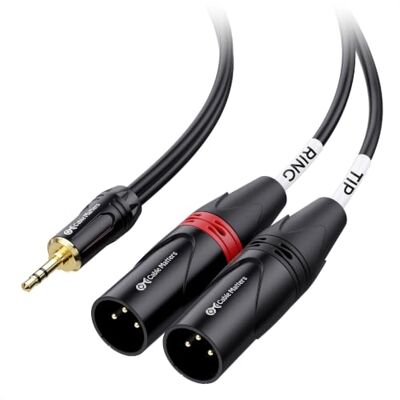 Cable Matters Cabo 3,5 mm TRS para duplo XLR macho, 3 m Cabo de breakout estéreo AUX 3,5 mm para duplo XLR macho para misturador, altifalante e equipamentos de áudio Cable Matters Cabo 3,5 mm TRS para duplo XLR macho, 3 m Cabo de breakout estéreo AUX 3,5 mm para duplo XLR macho para misturador, altifalante e equipamentos de áudio
