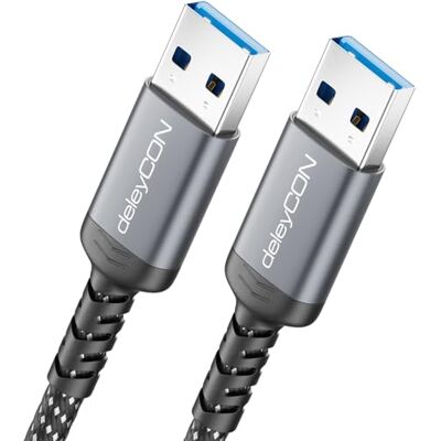 deleyCON 1m Cabo USB 3.0 5 Gbit/s (USB 3.2 Gen1) A Macho para A Macho, Conectores de Alumínio e Cabo de Nylon, para Portátil, Disco Rígido, Impressora, Modem, Câmaras etc. deleyCON 1m Cabo USB 3.0 5 Gbit/s (USB 3.2 Gen1) A Macho para A Macho, Conectores de Alumínio e Cabo de Nylon, para Portátil, Disco Rígido, Impressora, Modem, Câmaras etc.