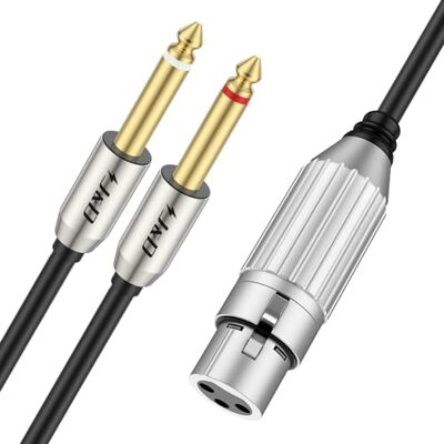 J&D Dual 1/4 a XLR, XLR fêmea a dupla de 6,35 mm TS mono tampa cabos estéreo, fêmea a duplo 1/4" TS mono Y divisor cabo de microfone com 2 m comprimento para conectividade de áudio superior J&D Dual 1/4 a XLR, XLR fêmea a dupla de 6,35 mm TS mono tampa cabos estéreo, fêmea a duplo 1/4" TS mono Y divisor cabo de microfone com 2 m comprimento para conectividade de áudio superior