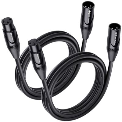 Cable Matters Cabos de microfone XLR a XLR, pack de 2, 1,8 m Cabo XLR macho para XLR fêmea para microfone, condutor de cobre livre de oxigénio OFC 21 AWG, preto Cable Matters Cabos de microfone XLR a XLR, pack de 2, 1,8 m Cabo XLR macho para XLR fêmea para microfone, condutor de cobre livre de oxigénio OFC 21 AWG, preto