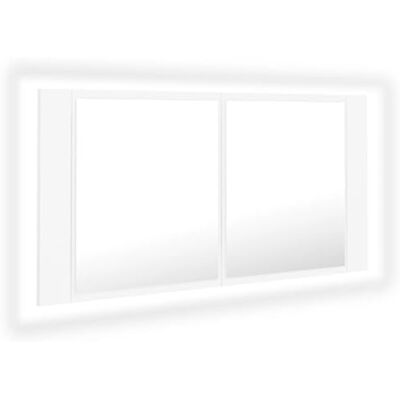 vidaXL Armário espelho de casa de banho com luz LED acrílico branco 90 x 12 x 45 cm vidaXL Armário espelho de casa de banho com luz LED acrílico branco 90 x 12 x 45 cm