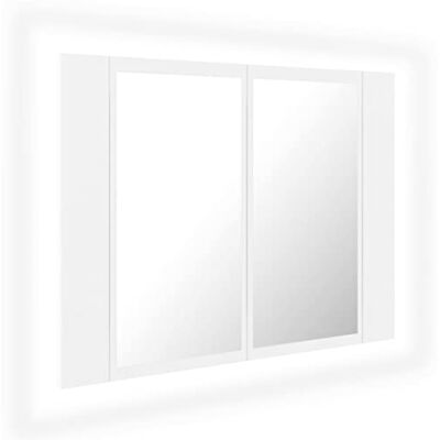 vidaXL Armário espelho de casa de banho com luz LED acrílico branco 60 x 12 x 45 cm vidaXL Armário espelho de casa de banho com luz LED acrílico branco 60 x 12 x 45 cm