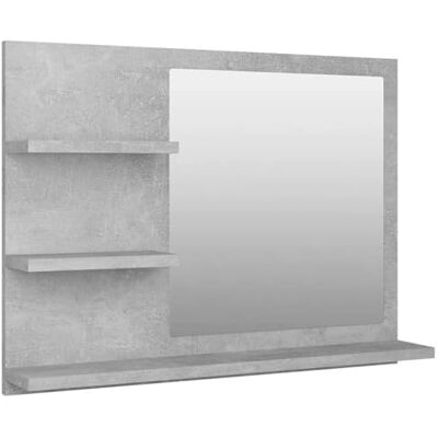 vidaXL Espelho de Banheiro Inodoro Acesso Mobiliário Decoração Adorno Quarto Moderno Durável Estável Contraplacado Cinza Concreto 60x10,5x45 cm vidaXL Espelho de Banheiro Inodoro Acesso Mobiliário Decoração Adorno Quarto Moderno Durável Estável Contraplacado Cinza Concreto 60x10,5x45 cm