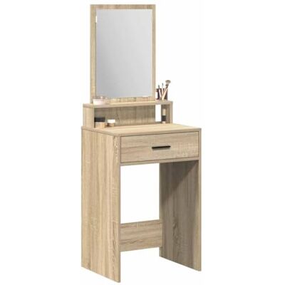 vidaXL Toucador contemporâneo de carvalho sonoma com espelho e gaveta, tamanho compacto para uma estação de maquilhagem e cuidado pessoal estilizada El acabado en roble Sonoma le da a este tocador un look fresco y acogedor, vidaXL Toucador contemporâneo de carvalho sonoma com espelho e gaveta, tamanho compacto para uma estação de maquilhagem e cuidado pessoal estilizada El acabado en roble Sonoma le da a este tocador un look fresco y acogedor,