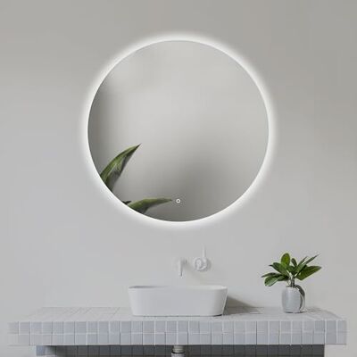 Home Glow Espelho de casa de banho LED redondo 60 cm, iluminação traseira Home Glow Espelho de casa de banho LED redondo 60 cm, iluminação traseira