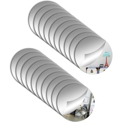 TAIANJI 20 peças espelhos autocolantes, espelho redondo folhas autocolantes espelhos redondos para decoração artesanal de autocolantes de parede de espelhos 3D de parede (8 x 8 cm) TAIANJI 20 peças espelhos autocolantes, espelho redondo folhas autocolantes espelhos redondos para decoração artesanal de autocolantes de parede de espelhos 3D de parede (8 x 8 cm)
