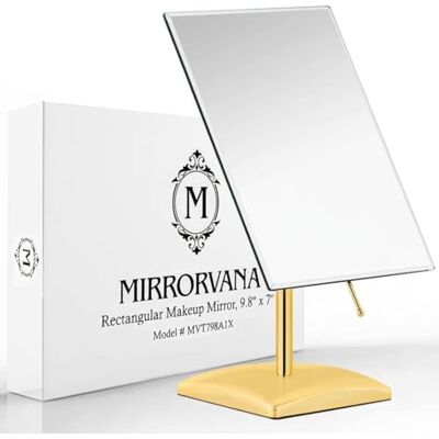 Mirrorvana Espelho dourado em pé, moldura elegante, decorativa, 18 x 25 cm Grande mas fácil de mover: perfeito para a sua maquilhagem diária e para dar um toque especial a qualquer canto da casa Mirrorvana Espelho dourado em pé, moldura elegante, decorativa, 18 x 25 cm Grande mas fácil de mover: perfeito para a sua maquilhagem diária e para dar um toque especial a qualquer canto da casa
