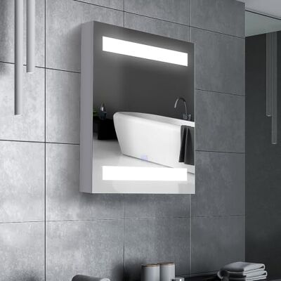 HOMCOM Armario de Baño con Espejo y Luz LED de Pared 50x15x60 cm Blanco Móvel espelho de parede, 2 prateleiras de armazenamento, interruptor tátil, para quarto, casa de banho HOMCOM Armario de Baño con Espejo y Luz LED de Pared 50x15x60 cm Blanco Móvel espelho de parede, 2 prateleiras de armazenamento, interruptor tátil, para quarto, casa de banho