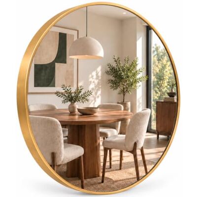 Marctani Espelho Redondo com Moldura de Metal Espelhos Decorativos de Parede Elegante e Moderno Espelho de Entrada para Receção Ideal para Decoração de Banheiro, Sala e Entradas de Receção Marctani Espelho Redondo com Moldura de Metal Espelhos Decorativos de Parede Elegante e Moderno Espelho de Entrada para Receção Ideal para Decoração de Banheiro, Sala e Entradas de Receção
