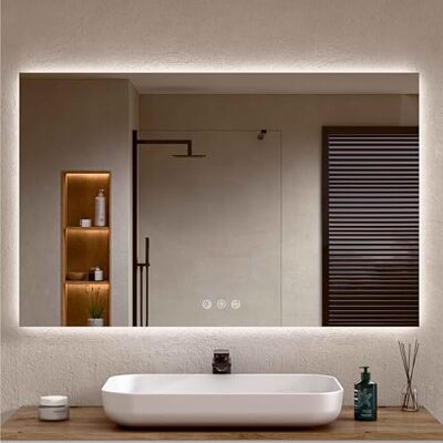 BELLOBATH Espelho casa de banho com luz LED, luz ajustável em 3 cores e intensidade, anti-embaciamento, espelhos de casa de banho com LED, Waterproof IP65 luz indireta 80 cm altura x 100 cm BELLOBATH Espelho casa de banho com luz LED, luz ajustável em 3 cores e intensidade, anti-embaciamento, espelhos de casa de banho com LED, Waterproof IP65 luz indireta 80 cm altura x 100 cm