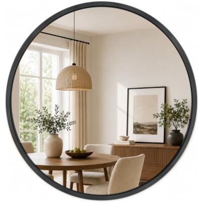 edihome , Espelho redondo grande de parede, preto 80 cm armação de metal, decorativo e pendente, para casa de banho, entrada, hall de entrada, corredor, quarto e sala de estar edihome , Espelho redondo grande de parede, preto 80 cm armação de metal, decorativo e pendente, para casa de banho, entrada, hall de entrada, corredor, quarto e sala de estar