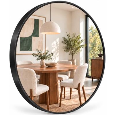 Marctani Espelho Redondo com Moldura de Metal Espelhos Decorativos de Parede Elegantes e Modernos Espelho de Entrada/Hall Ideal para Decoração de Casa de Banho, Sala e Halls de Entrada (Preto Marctani Espelho Redondo com Moldura de Metal Espelhos Decorativos de Parede Elegantes e Modernos Espelho de Entrada/Hall Ideal para Decoração de Casa de Banho, Sala e Halls de Entrada (Preto