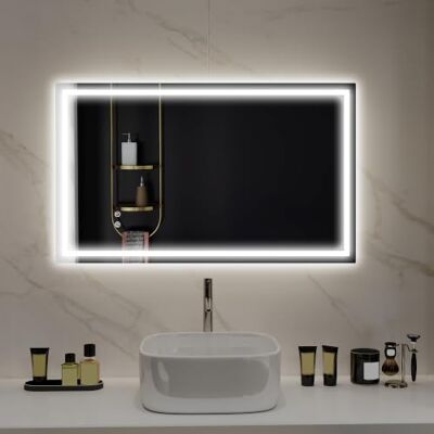 HOMCOM Espejo de Baño con Luz LED 3 Colores 100x60 cm Retroiluminado Espelho de parede com luz, anti-embaciamento, brilho regulável, interruptor de toque, IP44, montagem horizontal ou vertical HOMCOM Espejo de Baño con Luz LED 3 Colores 100x60 cm Retroiluminado Espelho de parede com luz, anti-embaciamento, brilho regulável, interruptor de toque, IP44, montagem horizontal ou vertical