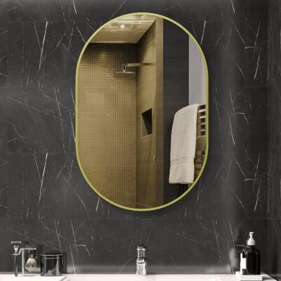 HOMCOM Espejo de Baño Ovalado 60x90 cm con Marco de Aluminio Dorado Espelho de parede decorativo, horizontal ou vertical, para sala de estar entrada corredor HOMCOM Espejo de Baño Ovalado 60x90 cm con Marco de Aluminio Dorado Espelho de parede decorativo, horizontal ou vertical, para sala de estar entrada corredor