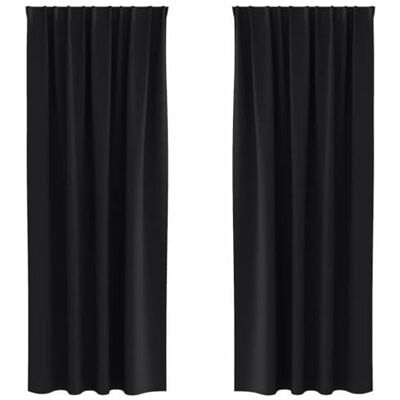 vidaXL Cortinas opacas com anéis, 2 unidades. Preto 260 x 140 cm Poliéster vidaXL Cortinas opacas com anéis, 2 unidades. Preto 260 x 140 cm Poliéster