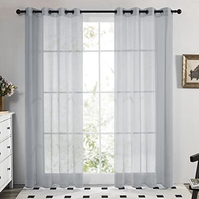 DECONOVO - Voile Curtain 140x175 - 140x175 cm - Cinza - Curtains DECONOVO - Voile Curtain 140x175 - 140x175 cm - Cinza - Curtains