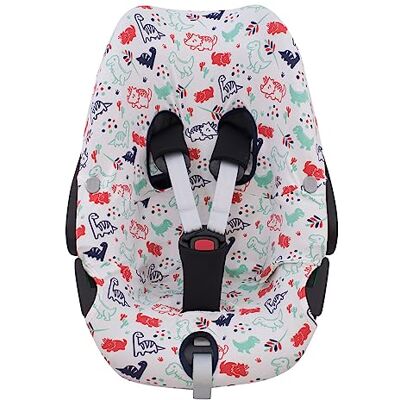 JYOKO Kids Capa de algodão para cadeira de carro compatível com Maxi Cosi Pebble 360 Y FamilyFix 360 (Dino Party) JYOKO Kids Capa de algodão para cadeira de carro compatível com Maxi Cosi Pebble 360 Y FamilyFix 360 (Dino Party)