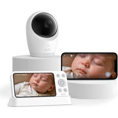 eufy Security eufy by Anker E21 Monitor para bebés com câmara 4K UHD Ecrã de 5, resolução 720p, conexão Wi-Fi e sem Wi-Fi, controlo por App e monitor, rotação e inclinação, Zoom 8X eufy Security eufy by Anker E21 Monitor para bebés com câmara 4K UHD Ecrã de 5, resolução 720p, conexão Wi-Fi e sem Wi-Fi, controlo por App e monitor, rotação e inclinação, Zoom 8X