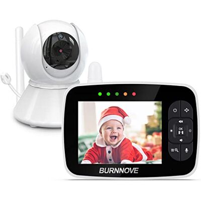 BURNNOVE Monitor de bebé com câmara, ecrã HD de 3,5 polegadas Rotação de 355°/120°, modo ECO, visão noturna, intercomunicador bidirecional, alarme de temperatura, canções de berço BURNNOVE Monitor de bebé com câmara, ecrã HD de 3,5 polegadas Rotação de 355°/120°, modo ECO, visão noturna, intercomunicador bidirecional, alarme de temperatura, canções de berço