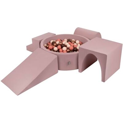KiddyMoon Parque infantil de espuma com piscina redonda de bolas e piscina (200 bolas) versão 3 para crianças, brecina: Castanho/cobre/bege pastel/salmão KiddyMoon Parque infantil de espuma com piscina redonda de bolas e piscina (200 bolas) versão 3 para crianças, brecina: Castanho/cobre/bege pastel/salmão