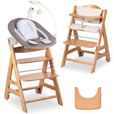 hauck Cadeira alta beta Newborn Deluxe Set de cadeira evolutiva adequada desde o nascimento cadeiras de bebé com rede, almofada e bandeja cadeira crianças de madeira primeiras refeições natural hauck Cadeira alta beta Newborn Deluxe Set de cadeira evolutiva adequada desde o nascimento cadeiras de bebé com rede, almofada e bandeja cadeira crianças de madeira primeiras refeições natural