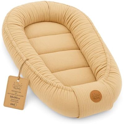 Totsy Baby Muselina Ninho bebé recém-nascido 90x50 cm capullo de partilha de leito, redutor de berço de algodão, ideal para góndola, moisés e viagem, perfeito para meninos e meninas Bege Totsy Baby Muselina Ninho bebé recém-nascido 90x50 cm capullo de partilha de leito, redutor de berço de algodão, ideal para góndola, moisés e viagem, perfeito para meninos e meninas Bege