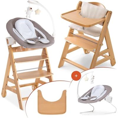hauck Alpha Move Cadeira alta nova conjunto com Bouncer Deluxe Sand Cadeira evolutiva de madeira ajustável para bebé, incl. rede recém-nascido, móvel, almofada e bandeja hauck Alpha Move Cadeira alta nova conjunto com Bouncer Deluxe Sand Cadeira evolutiva de madeira ajustável para bebé, incl. rede recém-nascido, móvel, almofada e bandeja