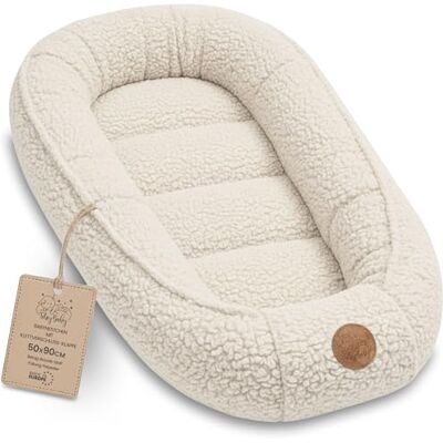 Totsy Baby Ninho de Bebé Redutor de Berço Peluche Teddy 90x50 cm Ninho Portátil para Cama Moisés Acolhedor Cocoon para Menino Menina Recém-Nascido, Almofada para Dormitório Quarto Creme Totsy Baby Ninho de Bebé Redutor de Berço Peluche Teddy 90x50 cm Ninho Portátil para Cama Moisés Acolhedor Cocoon para Menino Menina Recém-Nascido, Almofada para Dormitório Quarto Creme
