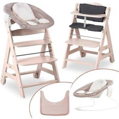 hauck Beta Plus Trona Bebé Newborn Set con Bouncer 2in1 – Whitewashed Cadeira evolutiva de madeira com rodas desde 0 meses incl. rede bebé, almofada 2 peças e bandeja hauck Beta Plus Trona Bebé Newborn Set con Bouncer 2in1 – Whitewashed Cadeira evolutiva de madeira com rodas desde 0 meses incl. rede bebé, almofada 2 peças e bandeja