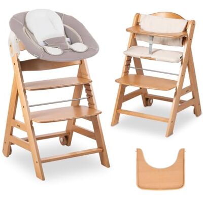 hauck Beta Plus Cadeira alta bebé Newborn Set com Bouncer 2 em 1, natural Cadeira evolutiva de madeira com rodas desde 0 meses incl. rede bebé, almofada 2 peças e bandeja hauck Beta Plus Cadeira alta bebé Newborn Set com Bouncer 2 em 1, natural Cadeira evolutiva de madeira com rodas desde 0 meses incl. rede bebé, almofada 2 peças e bandeja