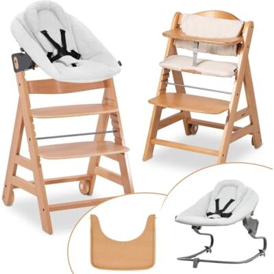 hauck Beta Newborn Conjunto de cadeira alta de madeira para bebés cadeiras evolutivas para recém-nascidos com rede premium almofada e bandeja cadeira alta crianças sala de jantar natural hauck Beta Newborn Conjunto de cadeira alta de madeira para bebés cadeiras evolutivas para recém-nascidos com rede premium almofada e bandeja cadeira alta crianças sala de jantar natural