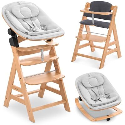 hauck Alpha Plus Newborn Set Eco Bouncer Cadeira alta em madeira evolutiva desde o nascimento, cadeiras infantis com rede de recém-nascidos e almofada de 2 peças, natural hauck Alpha Plus Newborn Set Eco Bouncer Cadeira alta em madeira evolutiva desde o nascimento, cadeiras infantis com rede de recém-nascidos e almofada de 2 peças, natural