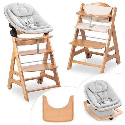 hauck Beta Plus Newborn Set Eco Bouncer Cadeira alta de madeira para bebé desde o nascimento Cadeiras altas para crianças com espreguiçadeira para recém-nascidos, almofada e bandeja Natural hauck Beta Plus Newborn Set Eco Bouncer Cadeira alta de madeira para bebé desde o nascimento Cadeiras altas para crianças com espreguiçadeira para recém-nascidos, almofada e bandeja Natural