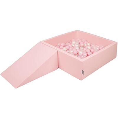KiddyMoon Parque infantil de espuma com piscina quadrada de bolas (200 bolas) para crianças, rosa: rosa claro/pérola/transparente KiddyMoon Parque infantil de espuma com piscina quadrada de bolas (200 bolas) para crianças, rosa: rosa claro/pérola/transparente