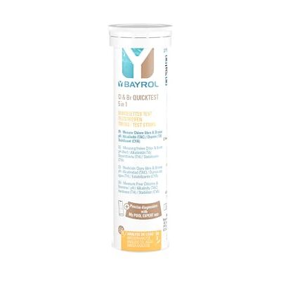 Bayrol Quicktest 5 em 1 tiras de teste para piscina, pH, cloro, bromo 5 parâmetros em 1 teste, 50 tiras, compatível com piscina e spa, cloro bromo pH TAC TH CYA Bayrol Quicktest 5 em 1 tiras de teste para piscina, pH, cloro, bromo 5 parâmetros em 1 teste, 50 tiras, compatível com piscina e spa, cloro bromo pH TAC TH CYA