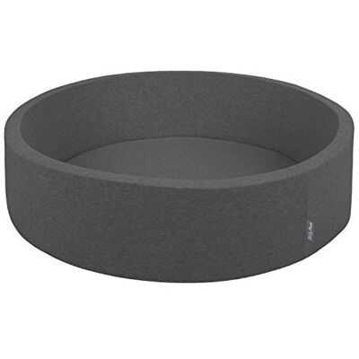 KiddyMoon Piscina de bolas 120 x 30 cm/sem bolas redondas grandes para crianças, feita na UE, cinzento escuro KiddyMoon Piscina de bolas 120 x 30 cm/sem bolas redondas grandes para crianças, feita na UE, cinzento escuro