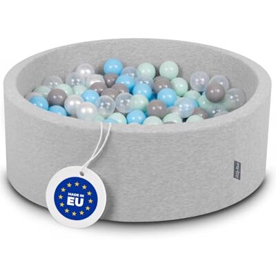 KiddyMoon 90 x 30 cm/200 bolas fagor 7 cm, piscina de bolas para crianças, fabricada na UE, cinzento Clr: pérola, cinzento/transparente/azul Clr/menta KiddyMoon 90 x 30 cm/200 bolas fagor 7 cm, piscina de bolas para crianças, fabricada na UE, cinzento Clr: pérola, cinzento/transparente/azul Clr/menta