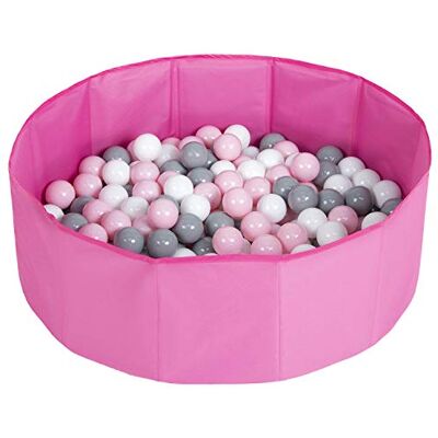 Selonis Piscina dobrável com bolas coloridas de 100 bolas NZ-78-BLUE, rosa: branco/cinzento/rosa claro Selonis Piscina dobrável com bolas coloridas de 100 bolas NZ-78-BLUE, rosa: branco/cinzento/rosa claro