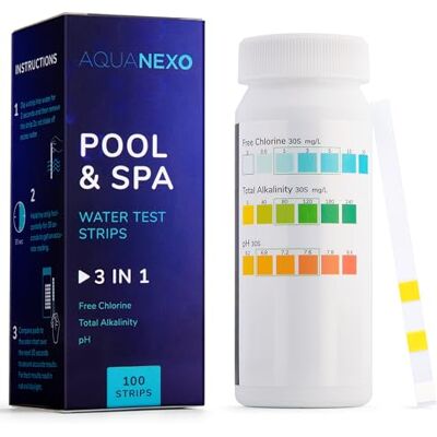 AQUANEXO 100 tiras de teste para piscina e spa 3 em 1, acessório para piscina, testador de piscina para piscinas insufláveis, spas e jacuzzis, testador de água para piscinas, testador de piscina AQUANEXO 100 tiras de teste para piscina e spa 3 em 1, acessório para piscina, testador de piscina para piscinas insufláveis, spas e jacuzzis, testador de água para piscinas, testador de piscina