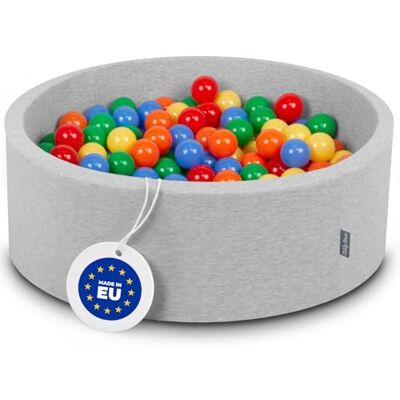 KiddyMoon 90X30cm/300 bolas ∅ 7 cm, piscina de bolas para crianças, fabricada na UE, cinzento Clr: amarelo/verde/azul/vermelho/laranja KiddyMoon 90X30cm/300 bolas ∅ 7 cm, piscina de bolas para crianças, fabricada na UE, cinzento Clr: amarelo/verde/azul/vermelho/laranja